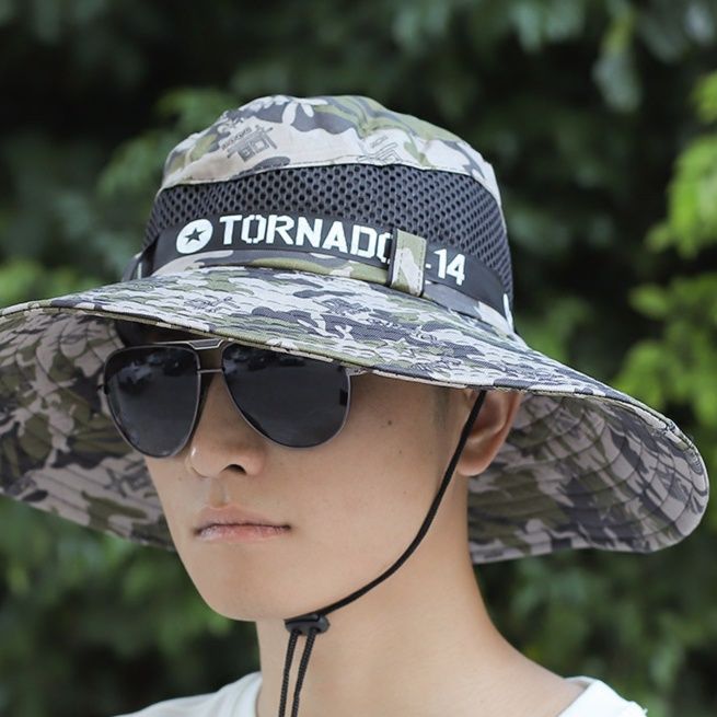 アウトドア　帽子 迷彩メッシュ サファリハット