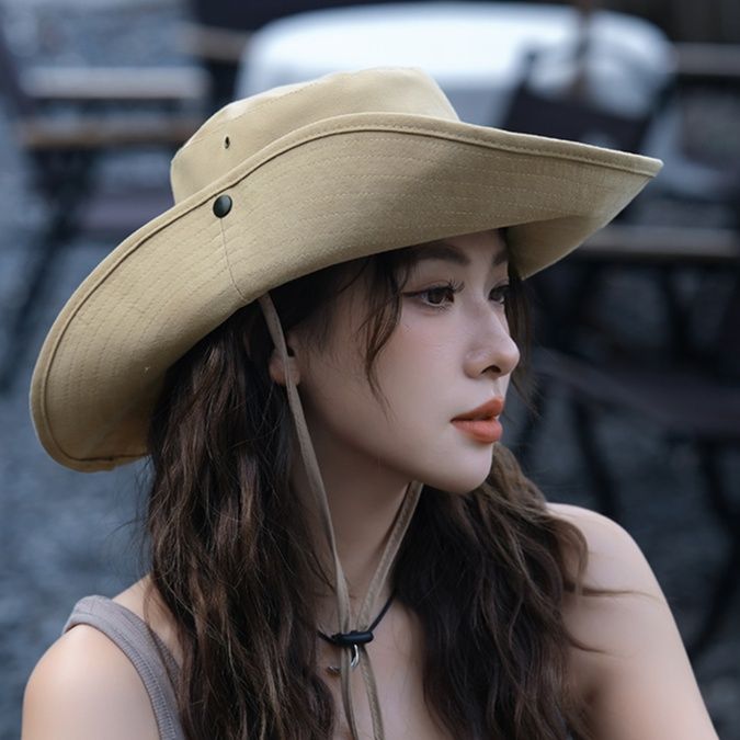 アウトドア　帽子 つば広登山帽子 あご紐付き日除けハット
