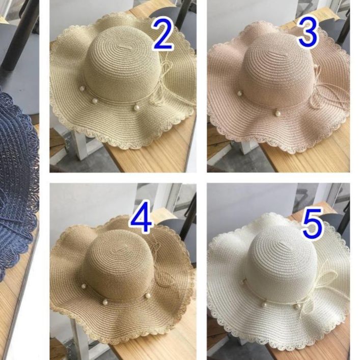 アウトドア 夏新作　女性用つば広帽子　波型縁取り　日除けアウトドアハット