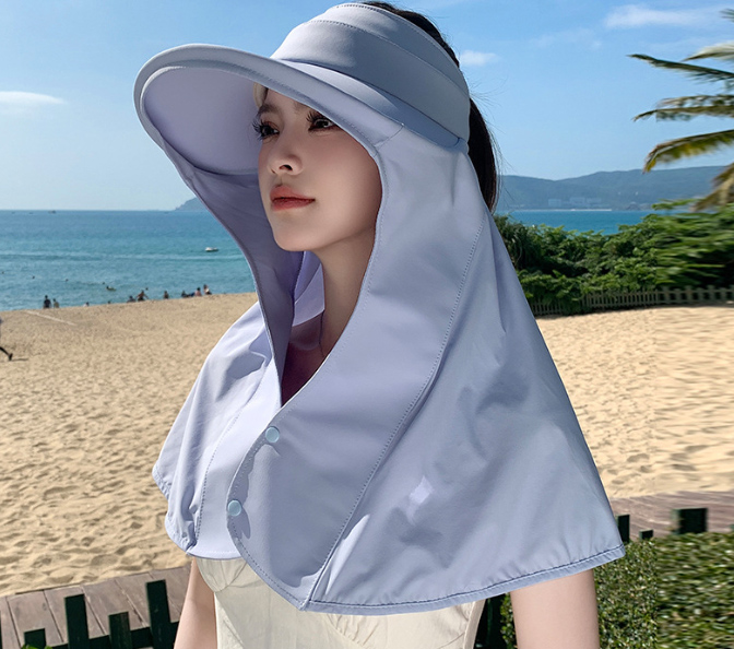 アウトドア　帽子 女性用つば広日焼け防止帽子首カバー付き折りたたみ遮熱通気