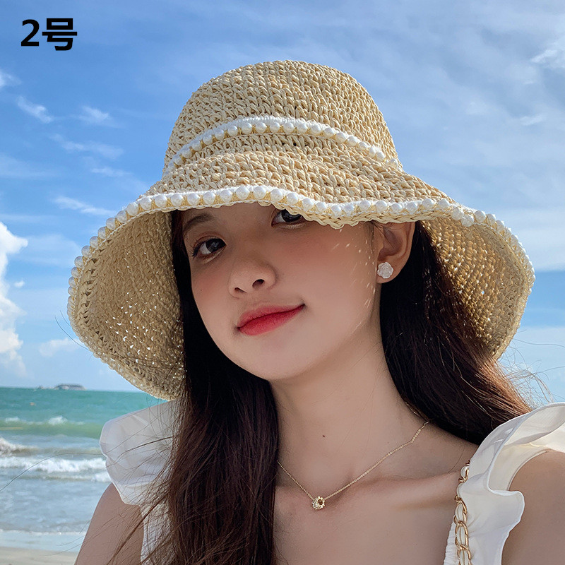 アウトドア　帽子 麦わら帽子 つば広 日よけ 夏 女性用 白縁取り装飾 草編み