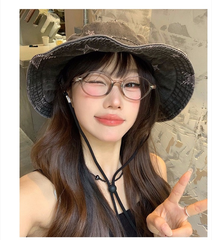 アウトドア　帽子 水洗い加工デニム帽子 女性用 幅広つば 紫外線対策 登山用