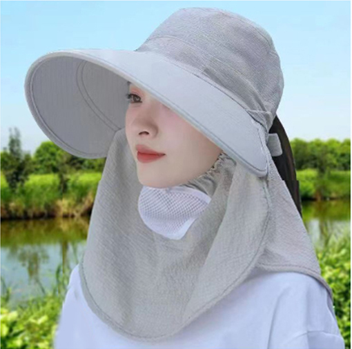 アウトドア　帽子 紫外線対策つば広ハット折りたたみ式ネックガード付き