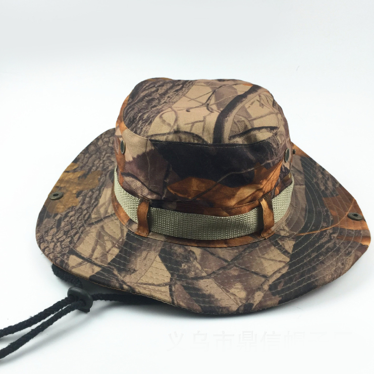 アウトドア　帽子 迷彩柄サファリハット 紫外線対策 あごひも付き アウトドア帽子