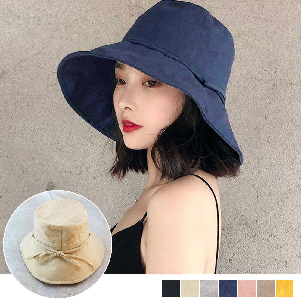 アウトドア　帽子 折りたたみ式リボン付きバケットハット春夏