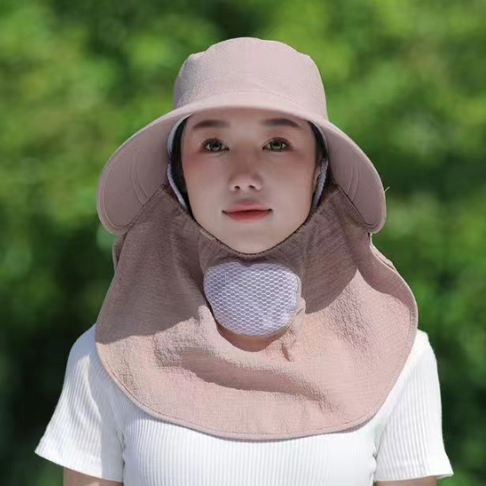 アウトドア　帽子 紫外線対策つば広ハット折りたたみ式ネックガード付き