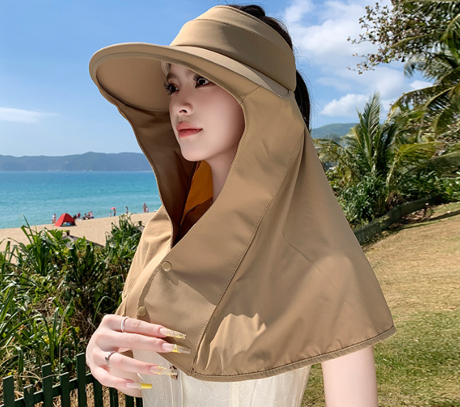 アウトドア　帽子 女性用つば広日焼け防止帽子首カバー付き折りたたみ遮熱通気