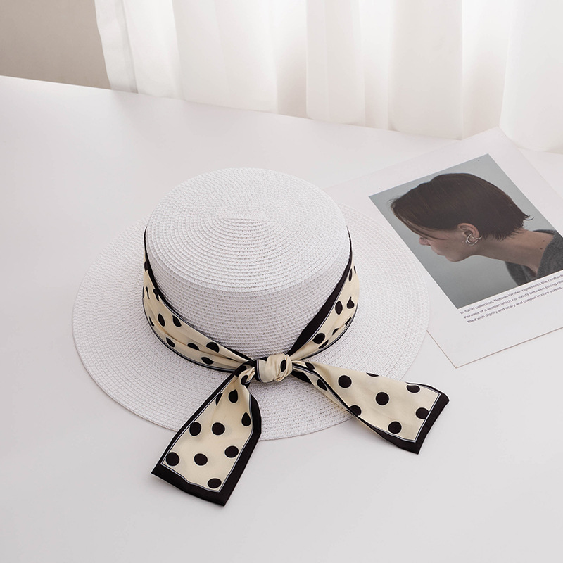 アウトドア　帽子 夏新作レディース帽子水玉リボン麦わらハット
