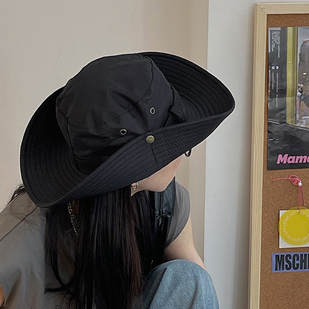 アウトドア　帽子 つば広サファリハット レディース あご紐付き 日よけ帽子