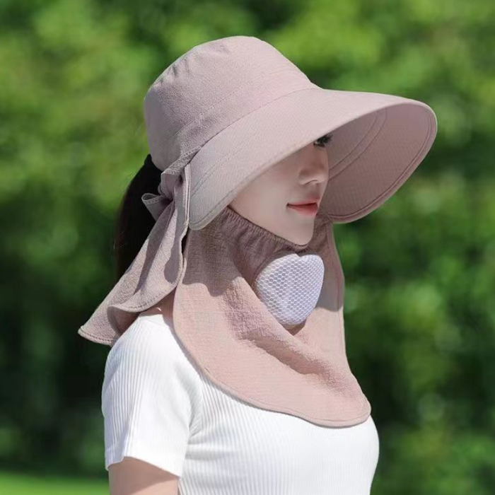 アウトドア　帽子 紫外線対策つば広ハット折りたたみ式ネックガード付き