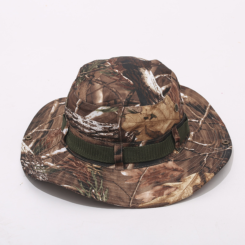 アウトドア　帽子 迷彩柄サファリハット 紫外線対策 あごひも付き アウトドア帽子