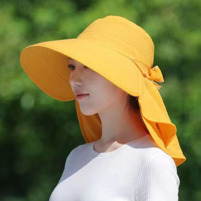 アウトドア　帽子 紫外線対策つば広ハット折りたたみ式ネックガード付き