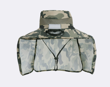 アウトドア　帽子 太陽光扇風機付きサファリハット迷彩柄紫外線対策帽子