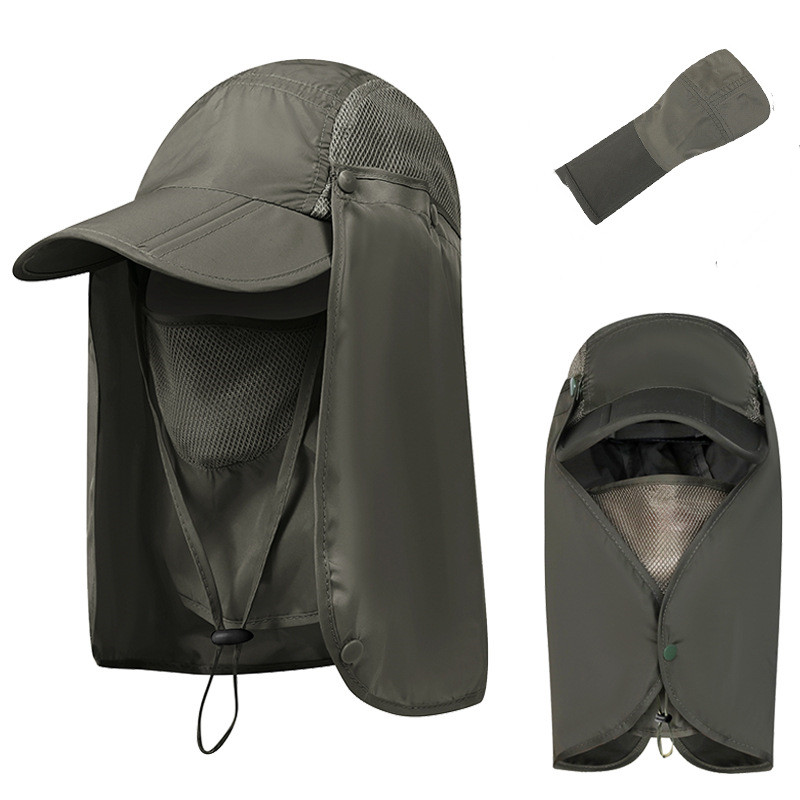 アウトドア　帽子 多機能日よけ帽子 首元ガード付き 男女兼用 折りたたみ式