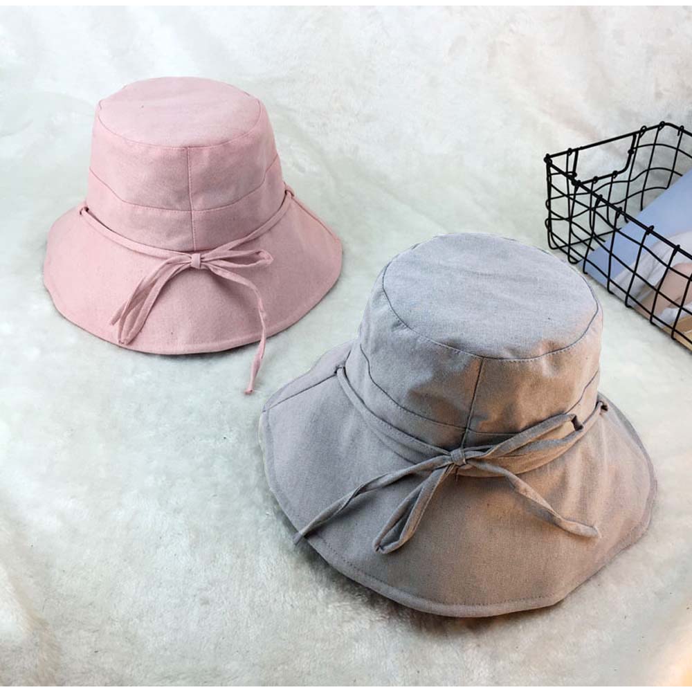 アウトドア　帽子 折りたたみ式リボン付きバケットハット春夏