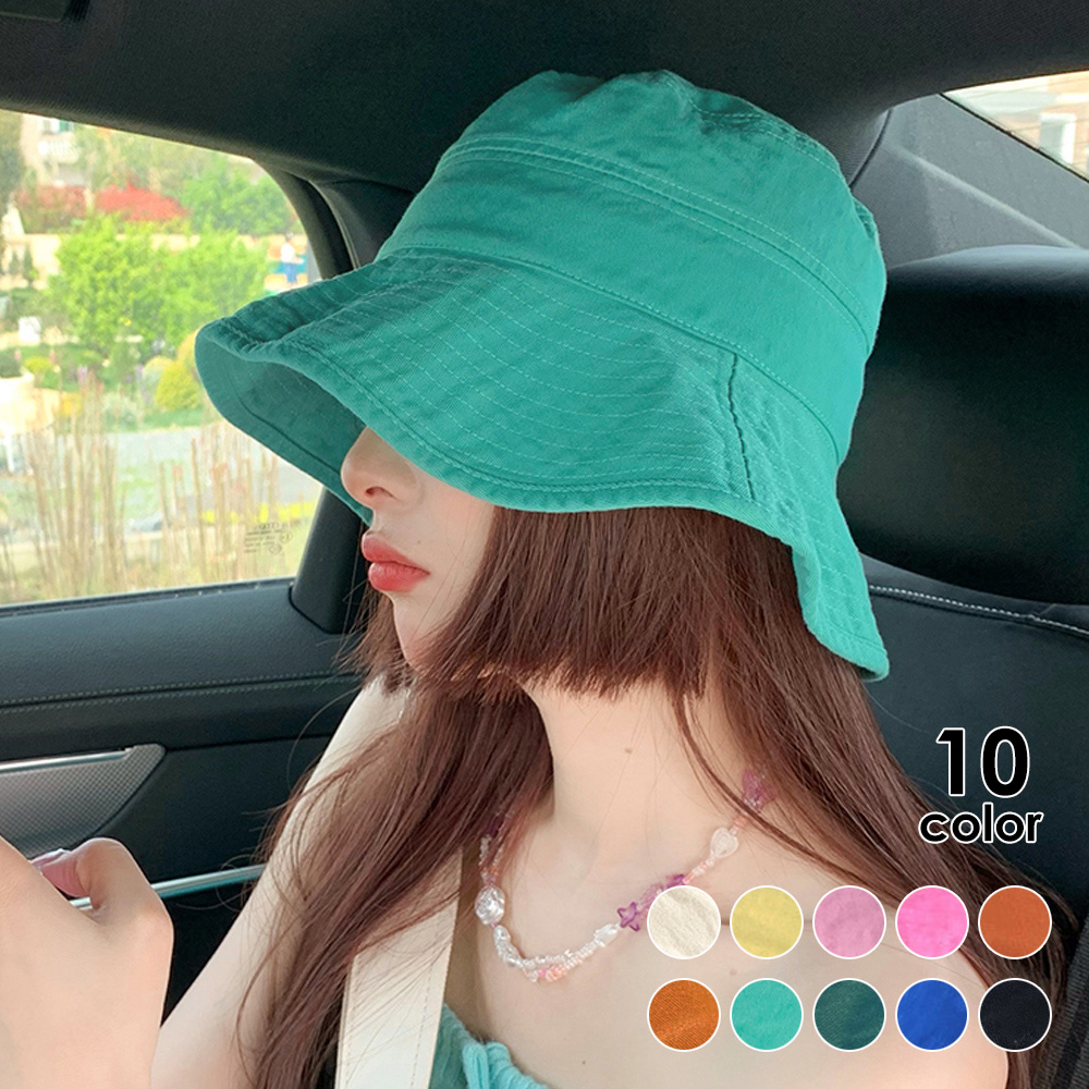 アウトドア　帽子 小顔効果つば広バケットハット紫外線対策帽子