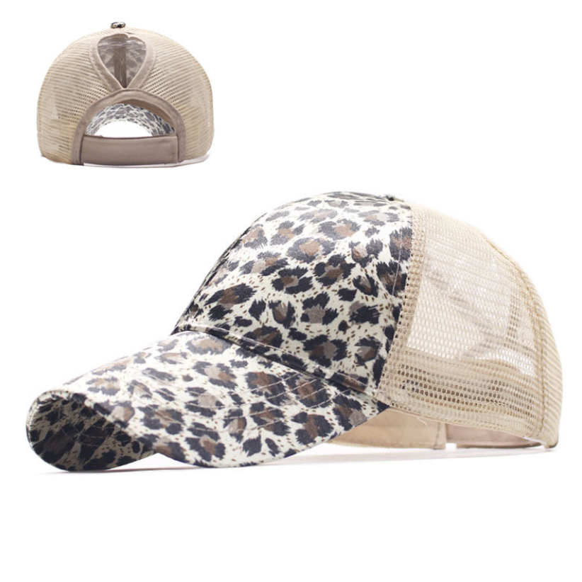 アウトドア　帽子 男女兼用ヒョウ柄アウトドアキャップ紫外線対策メッシュ帽子