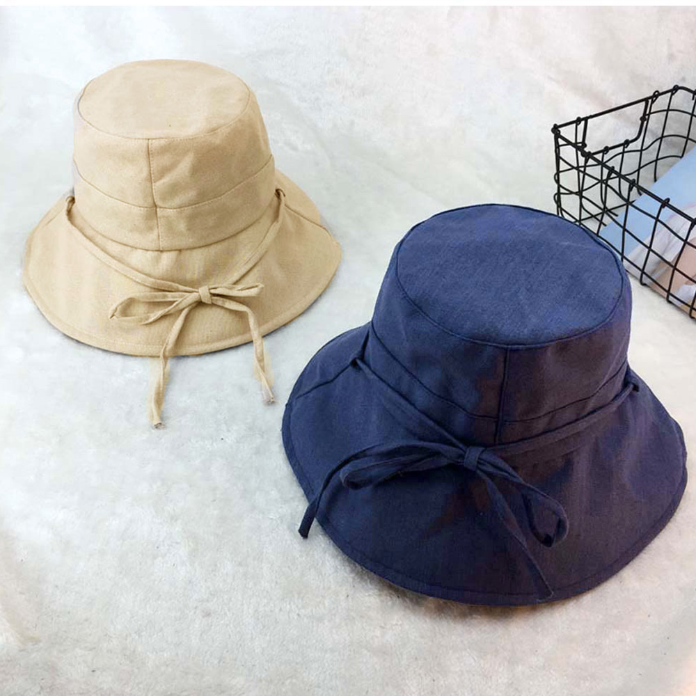 アウトドア　帽子 折りたたみ式リボン付きバケットハット春夏