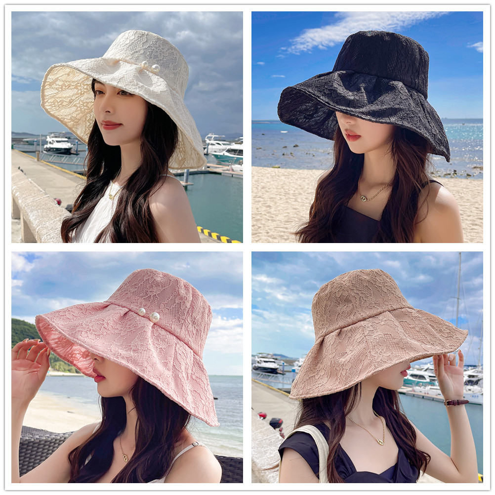 アウトドア　帽子 レディース日よけ帽子 紫外線対策 つば広 レース柄サマーハット