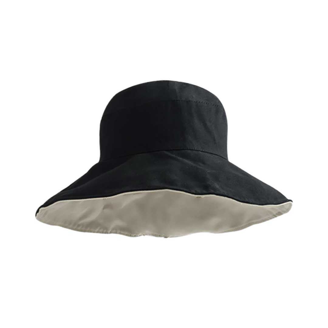 アウトドア　帽子 つば広バケットハット リバーシブル 首紐付き