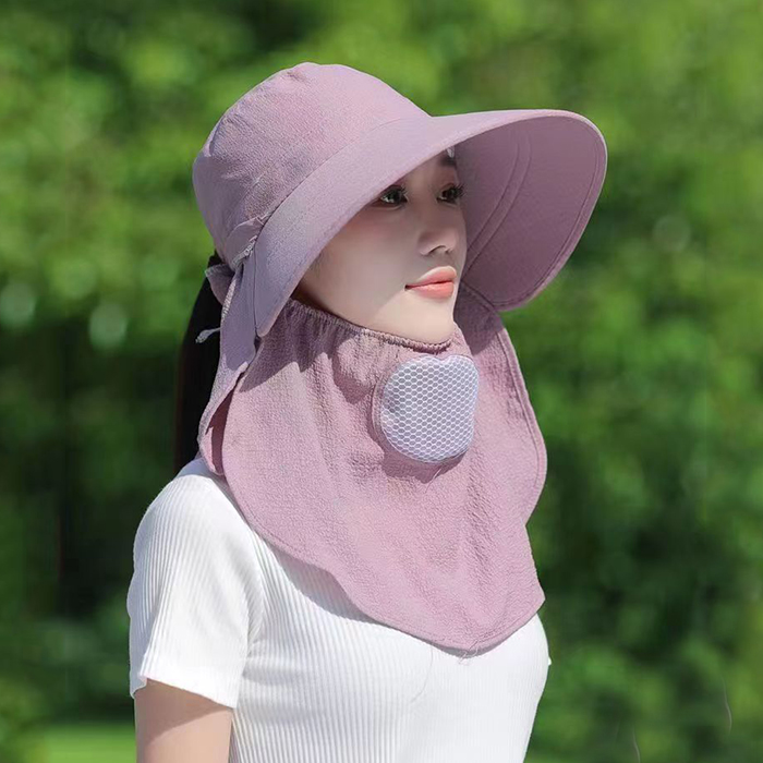 アウトドア　帽子 紫外線対策つば広ハット折りたたみ式ネックガード付き