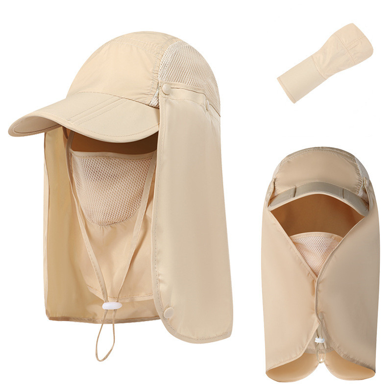 アウトドア　帽子 多機能日よけ帽子 首元ガード付き 男女兼用 折りたたみ式