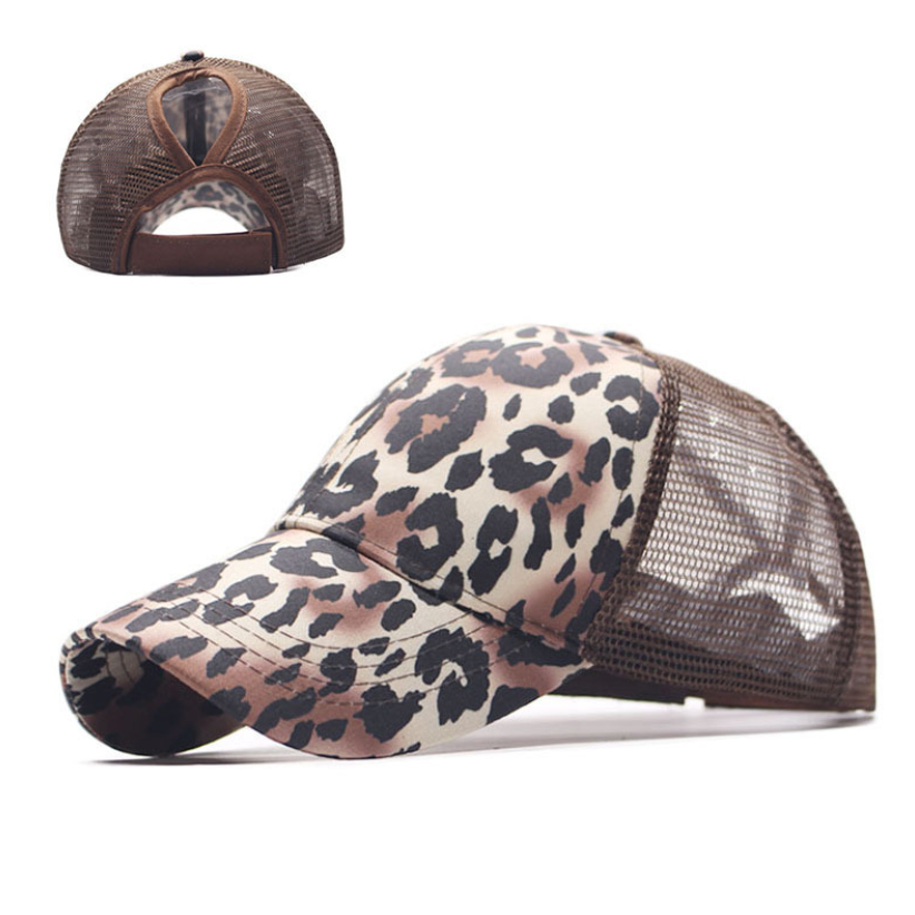 アウトドア　帽子 男女兼用ヒョウ柄アウトドアキャップ紫外線対策メッシュ帽子