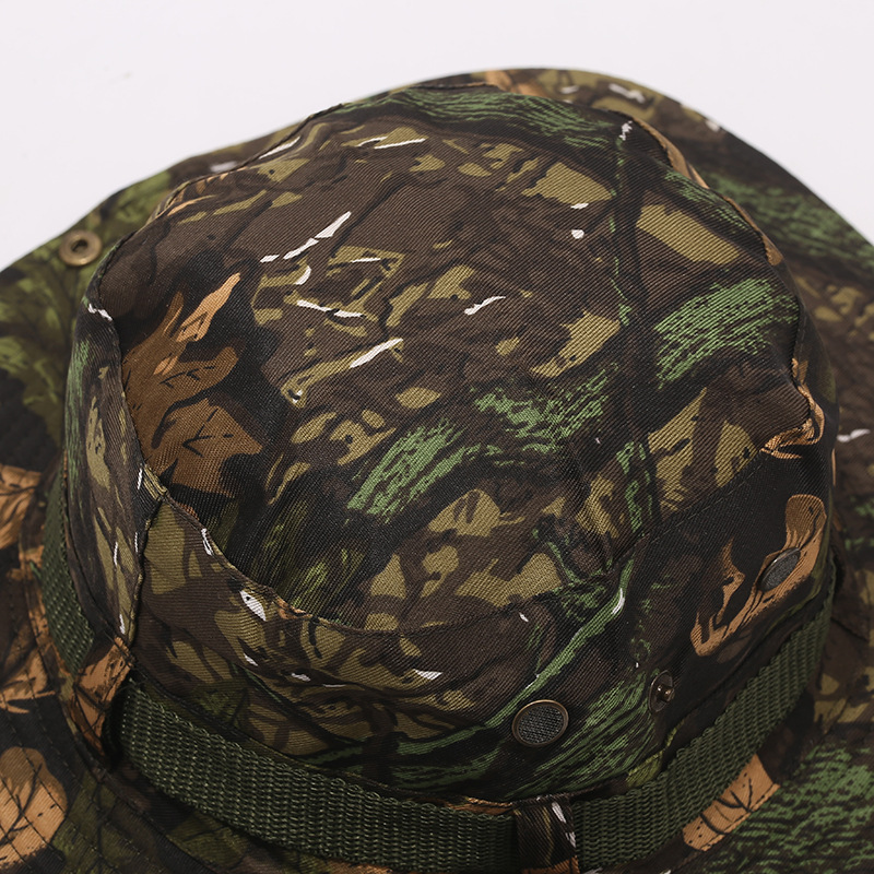 アウトドア　帽子 迷彩柄サファリハット 紫外線対策 あごひも付き アウトドア帽子