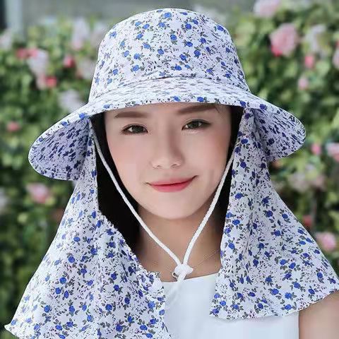 アウトドア　帽子 花柄フェイスガード付きサンハット