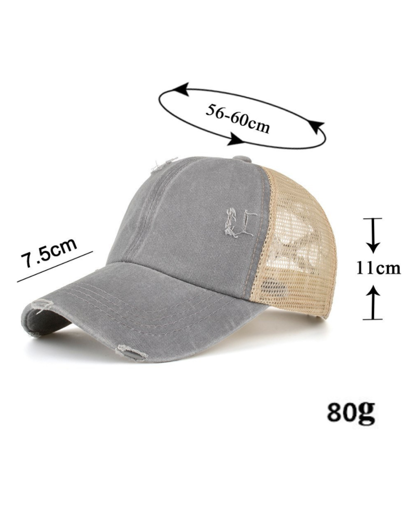 アウトドア　帽子 男女兼用ダメージ加工メッシュキャップ紫外線対策