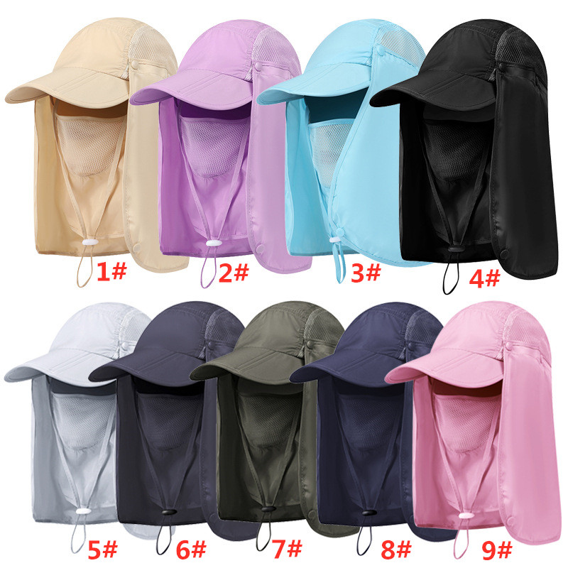 アウトドア　帽子 多機能日よけ帽子 首元ガード付き 男女兼用 折りたたみ式