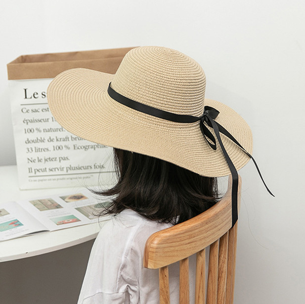 アウトドア　帽子 つば広麦わら帽子 日よけ草編みハット 折りたたみ可能