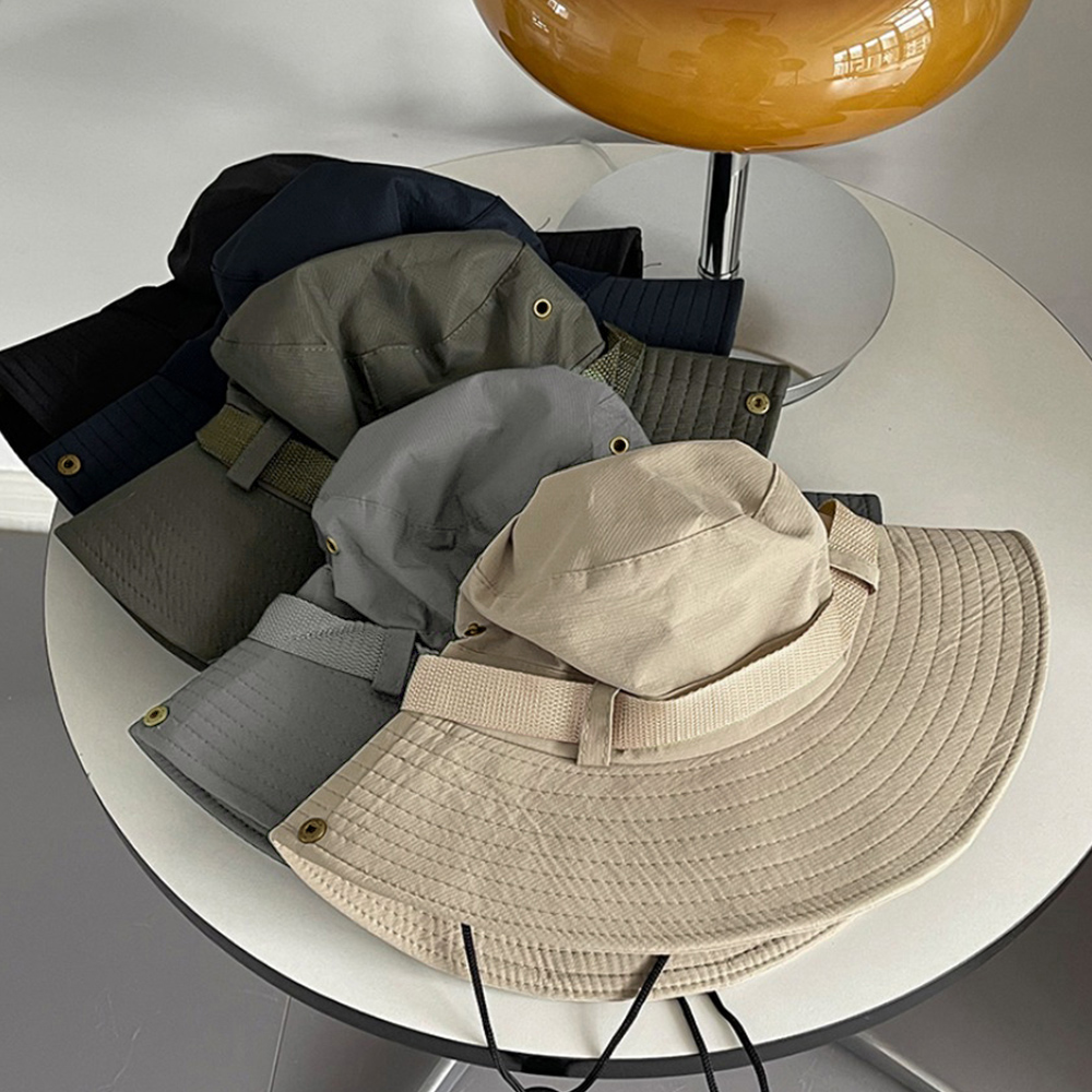 アウトドア　帽子 つば広サファリハット レディース あご紐付き 日よけ帽子