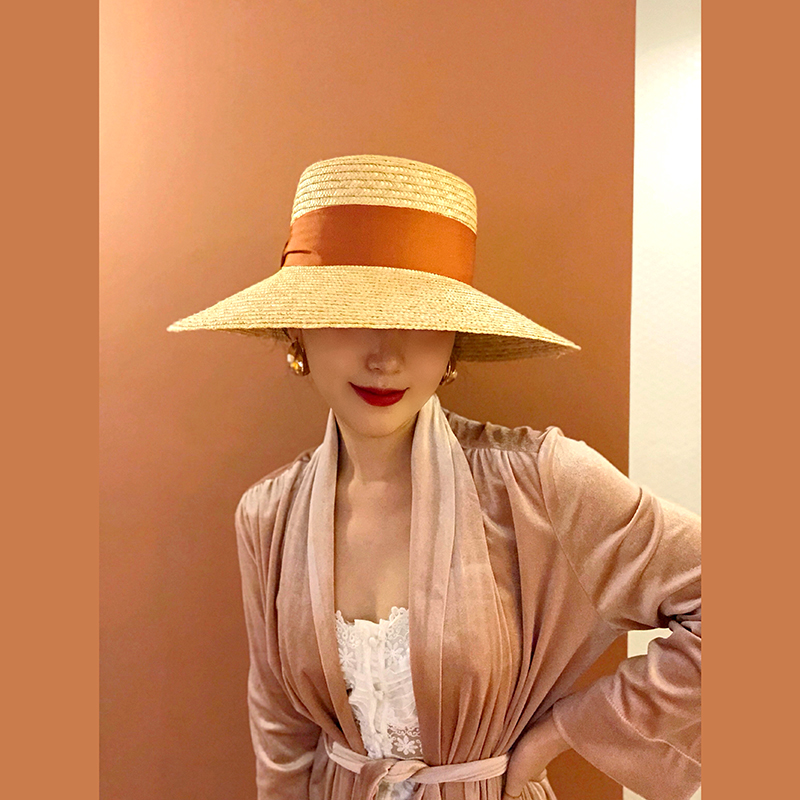 ハット 優美なつば広麦わら帽子