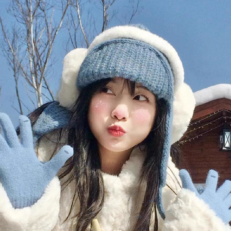 もこもこ耳あて付きフライトバケットハット