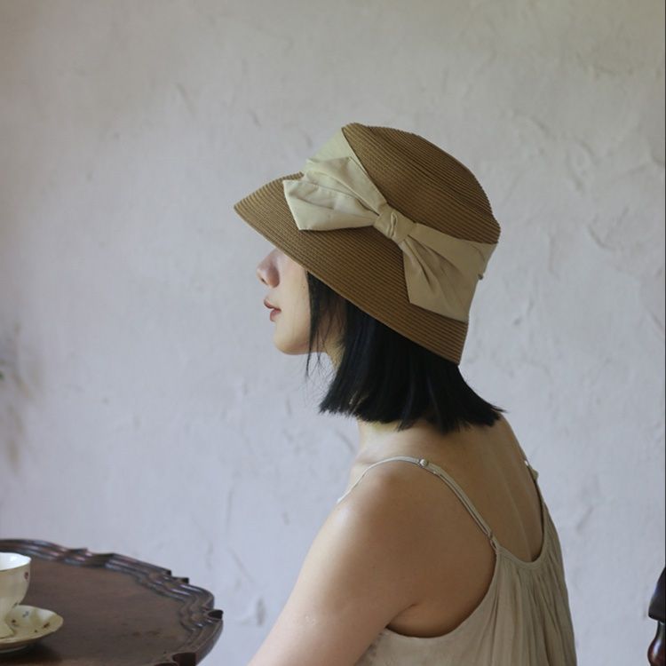 ハット 優美リボン麦わら帽子