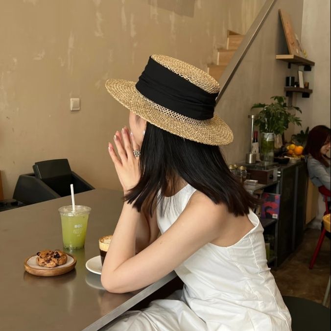 ハット 麦わら平つば帽子