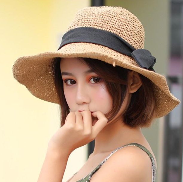 ハット 優雅なつば広ストローハット
