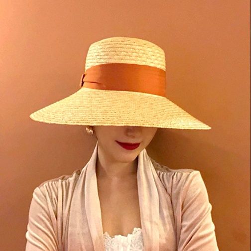ハット 優美なつば広麦わら帽子