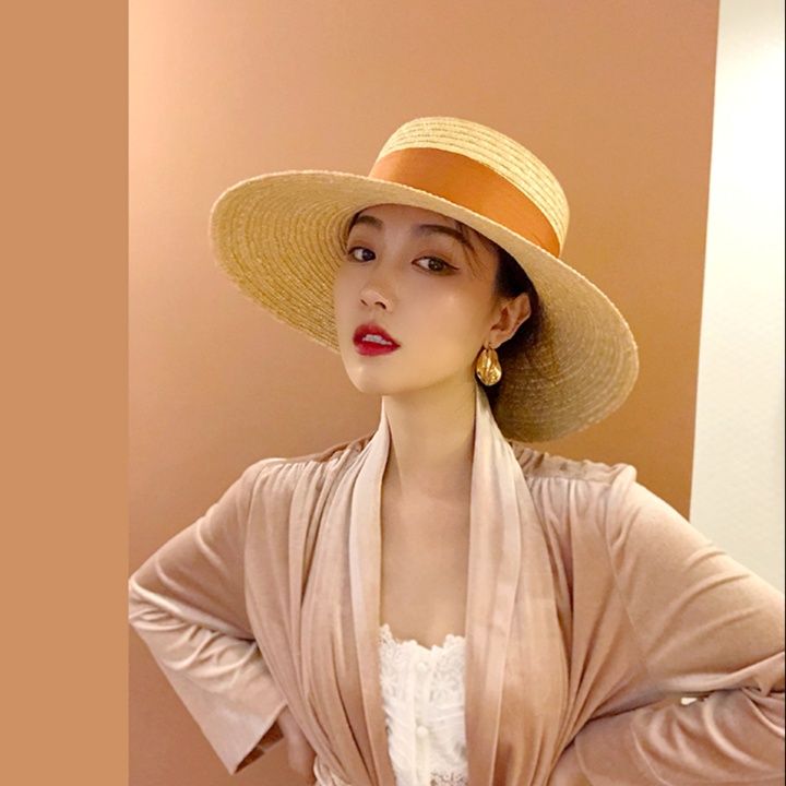 ハット 優美なつば広麦わら帽子