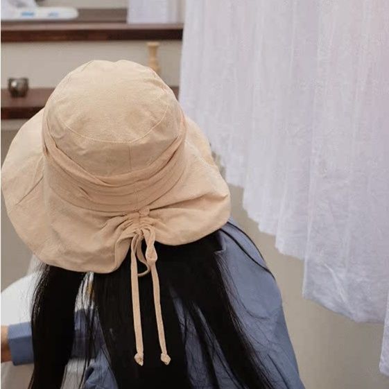 ハット つば広調節可能紐付きナイロンハット
