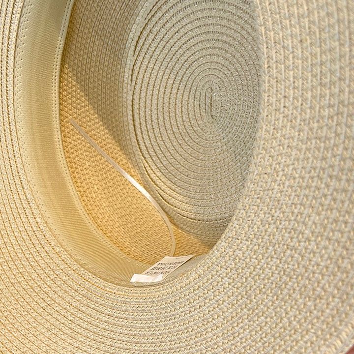 ハット 上品リボン付き広つば麦わら帽子