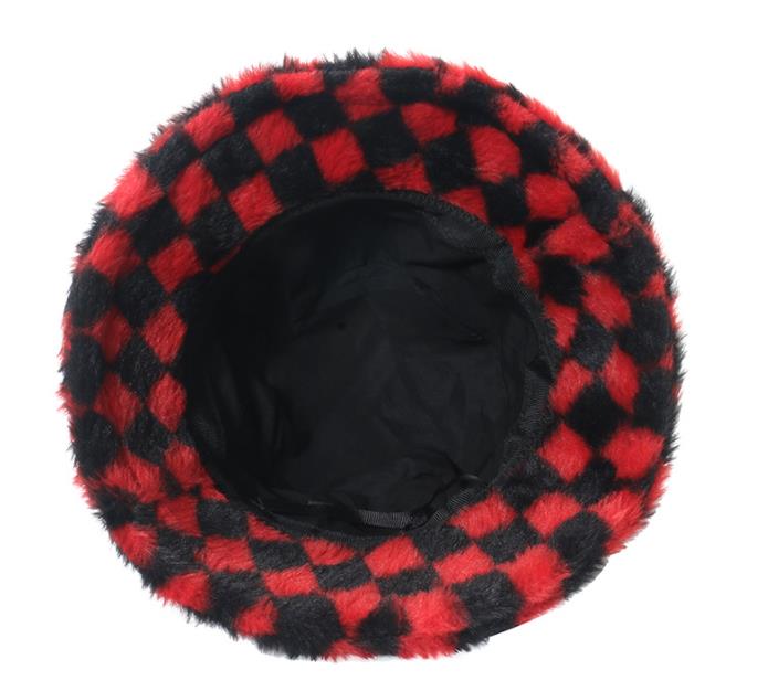 秋冬新作 ファー チェック柄 ハット 防寒 男女兼用 帽子