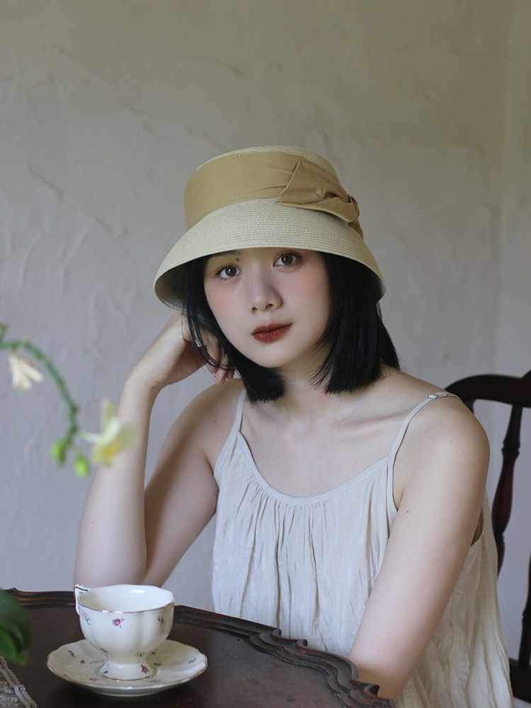 ハット 優美リボン麦わら帽子