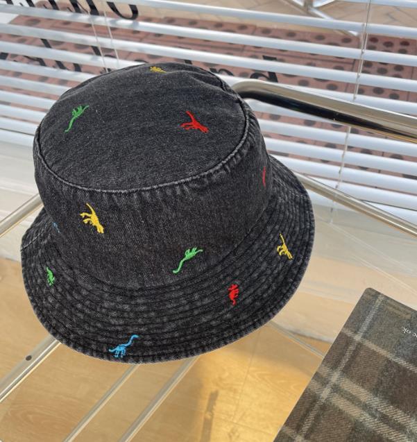 秋冬新作 恐竜刺繍デニムバケツハット 男女兼用 紫外線対策
