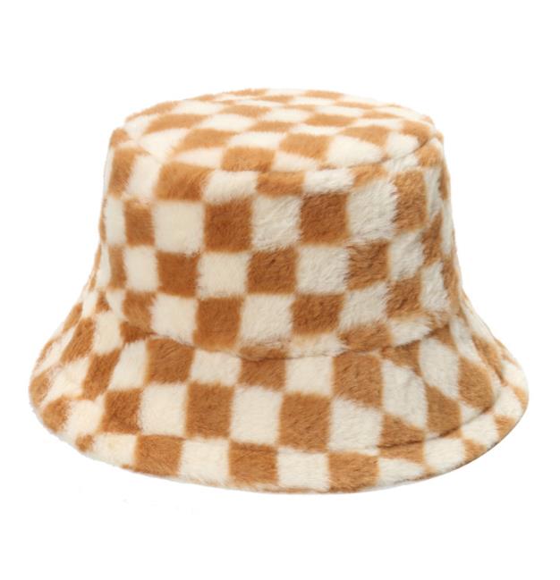 秋冬新作 ファー チェック柄 ハット 防寒 男女兼用 帽子