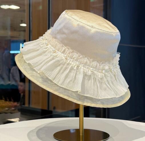 ハット 小顔効果メッシュ帽子レースフリル紫外線カット