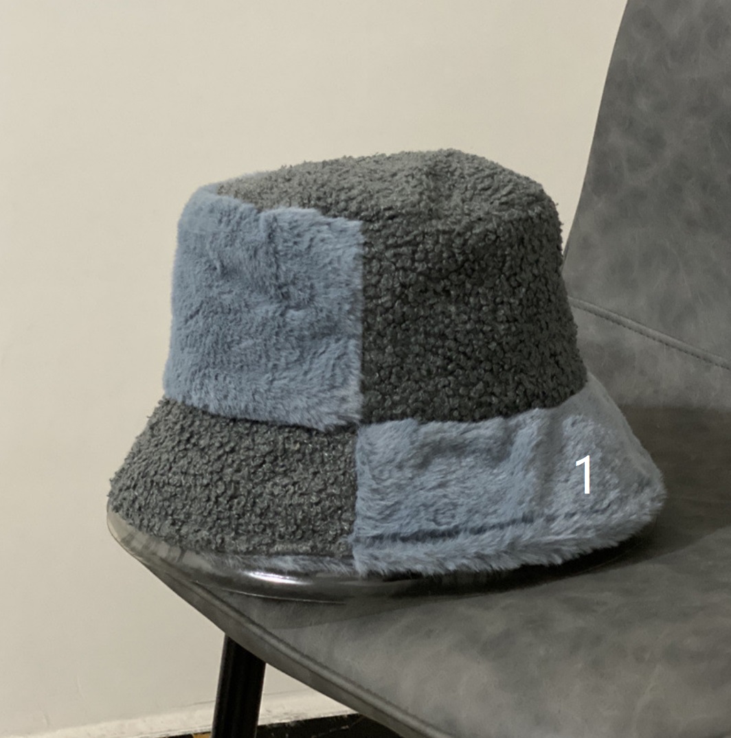 秋冬新作レディース ファー配色ハット 防寒保温 暖かい帽子