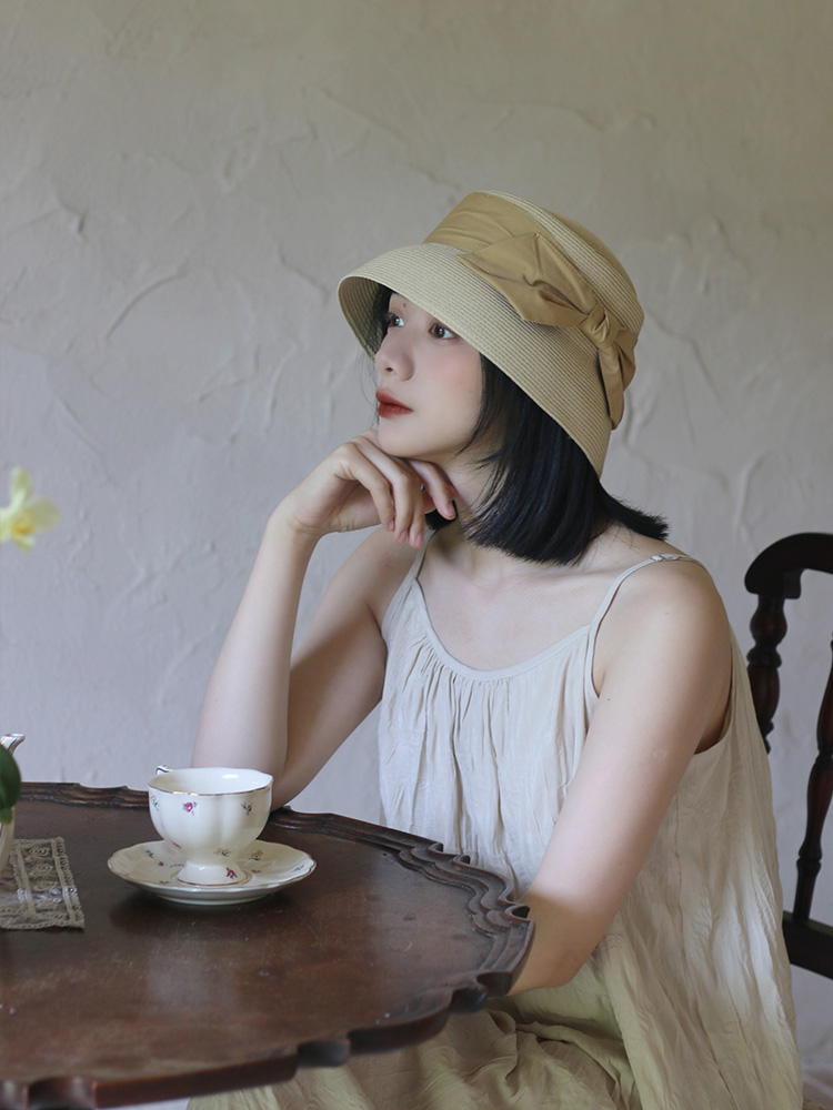 ハット 優美リボン麦わら帽子