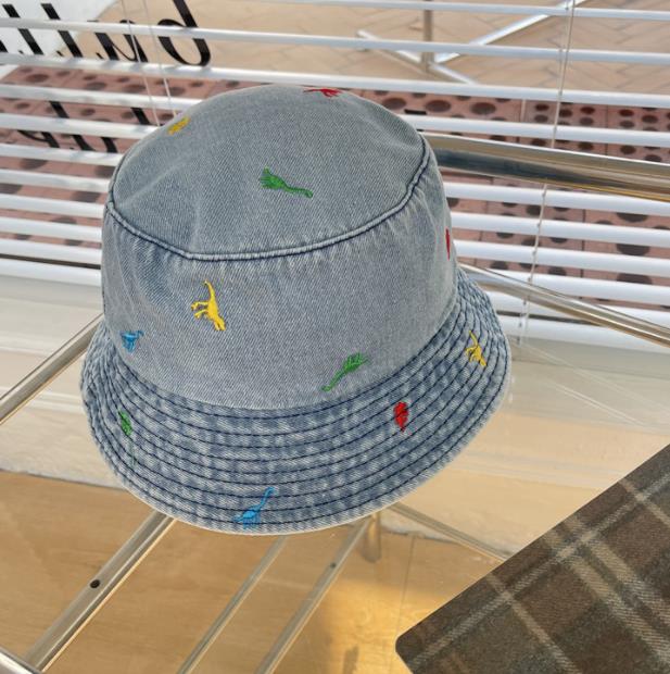 秋冬新作 恐竜刺繍デニムバケツハット 男女兼用 紫外線対策